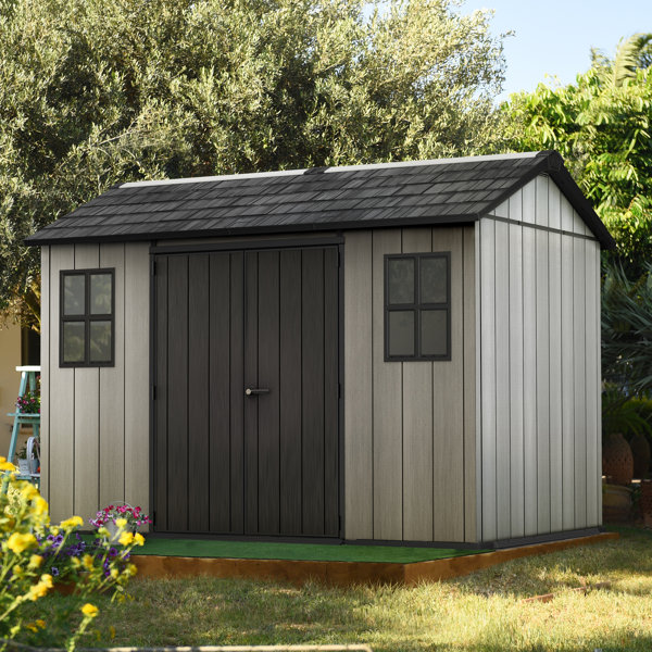 Keter Oakland 11 ft. W x 7 ft. D Apex Outdoor Garden Shed Wayfair.co.uk